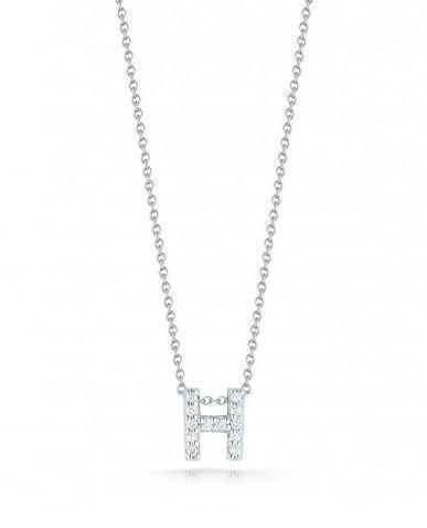 Tiny Treasures Diamond Love Letter "H" in White Gold