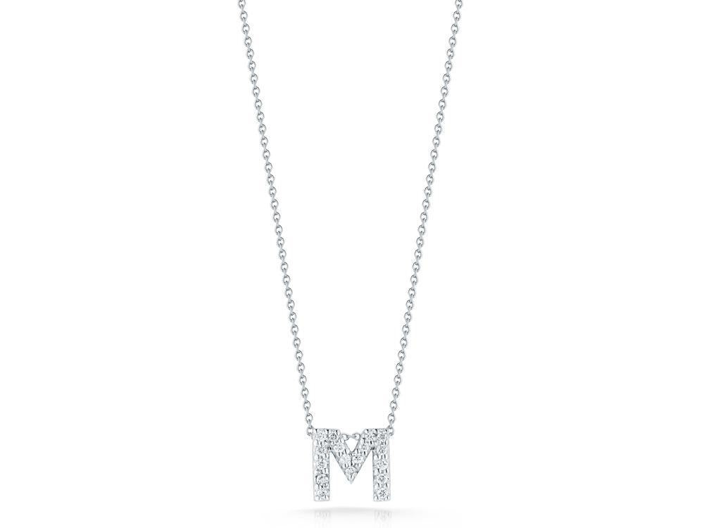 Tiny Treasures Diamond Love Letter "M" in White Gold