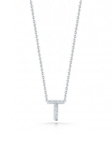 Tiny Treasures Diamond Love Letter "T" in White Gold