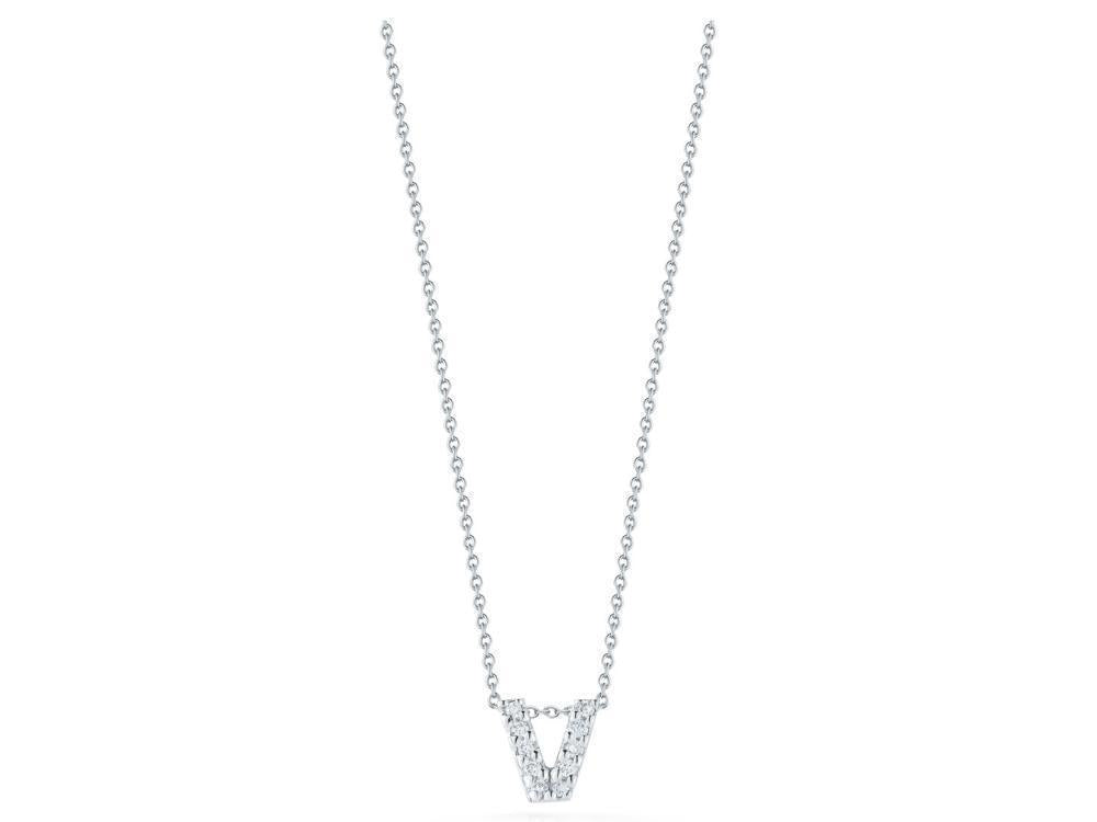 Tiny Treasures Diamond Love Letter "V" in White Gold