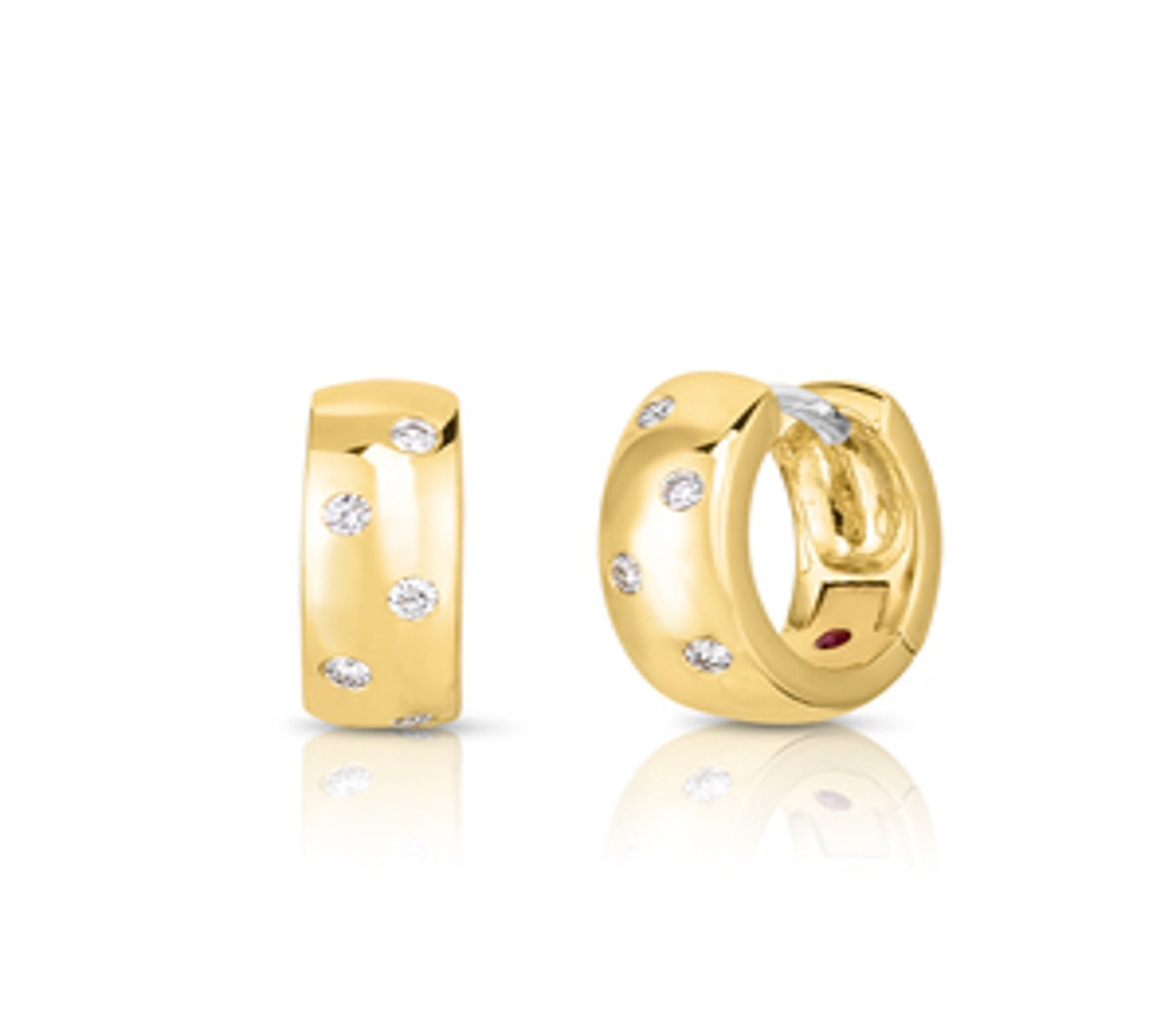 Wide Huggie Hoops with Diamonds