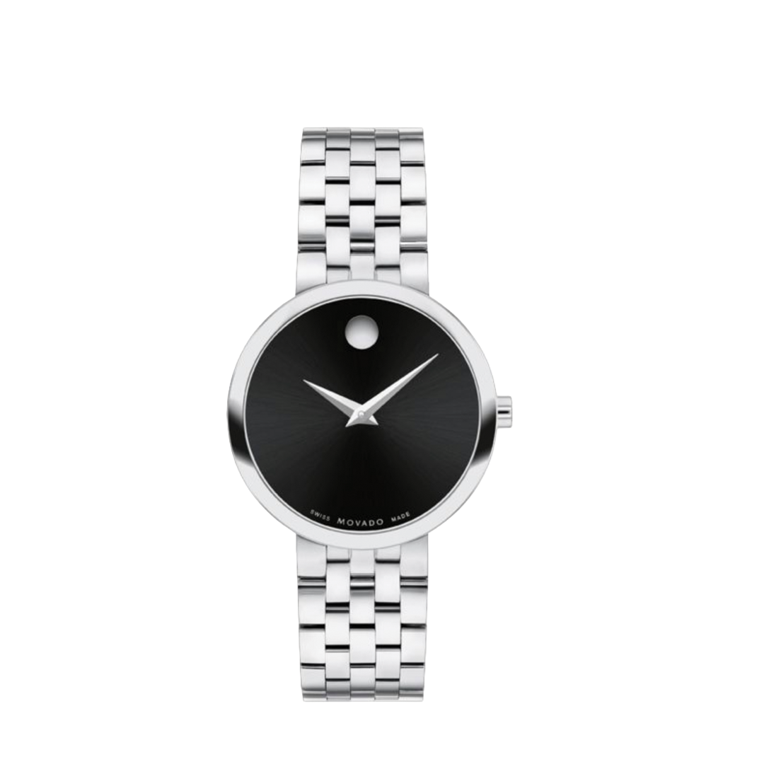 30mm Museum Watch with Black Dial and Link Bracelet