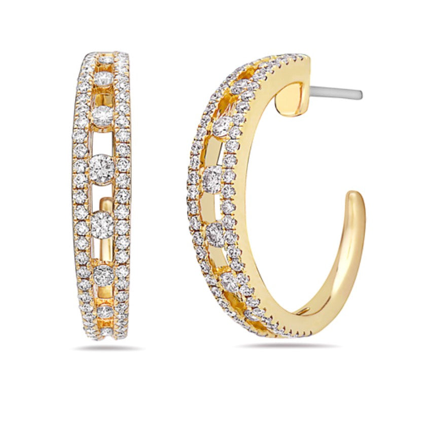 Floating Diamond Hoop Earrings