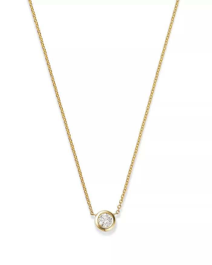 Bezel Set Diamond Pendant in 18k Yellow Gold