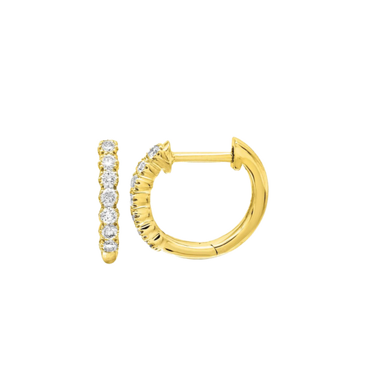 7-Stone Diamond Huggie Hoop Earrings in 14K Yellow Gold