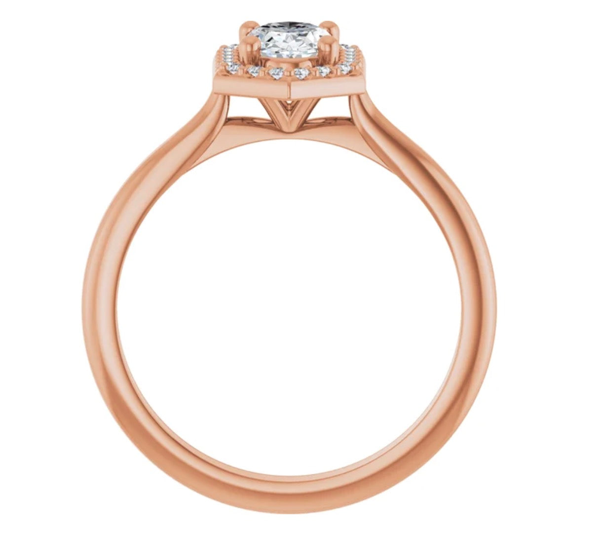 Oval Diamond Ring Setting with Diamond Halo