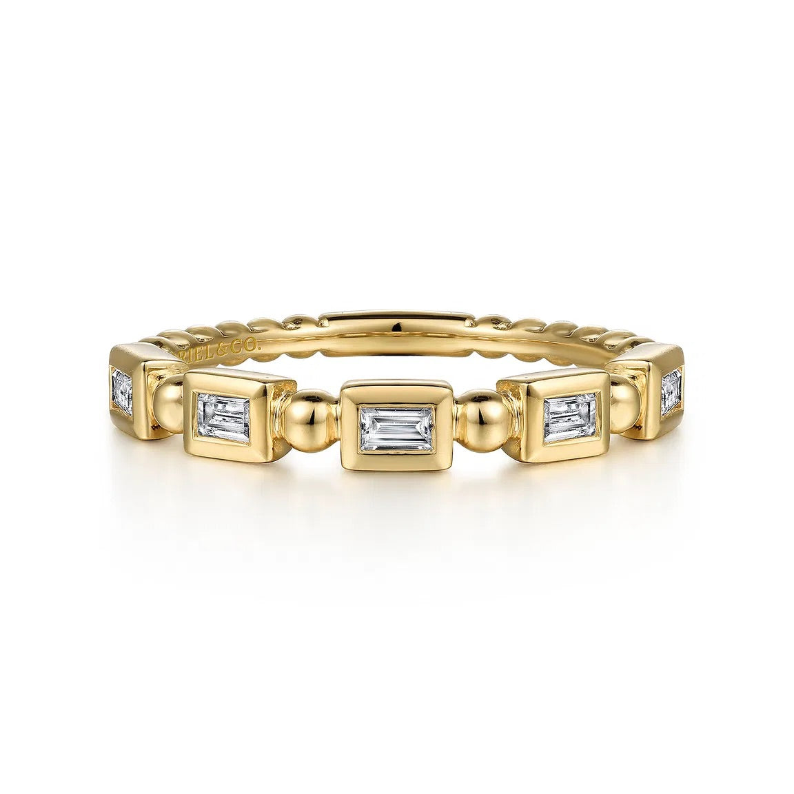 Stackable Ring with Bezel Set Baguette Diamonds