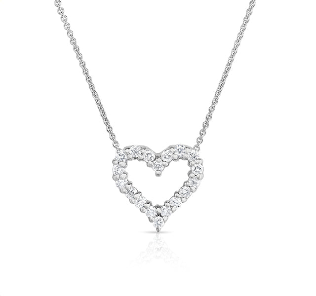 Diamond Heart Pendant in White Gold