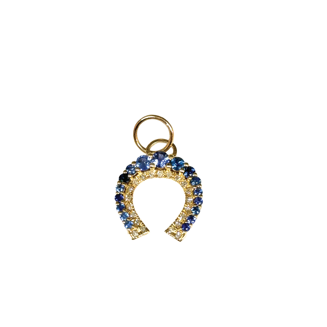 Horseshoe Charm with Diamonds and Sapphires