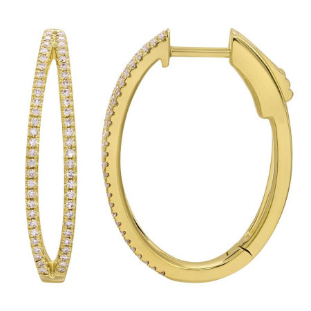 2-Row Diamond Split Oval Hoop Earrings