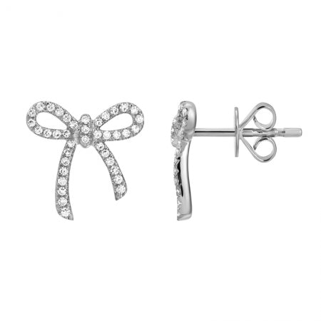 Diamond Bow Stud Earrings, 0.21ctw