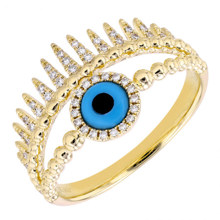 Evil Eye Ring with Turquoise and Diamonds