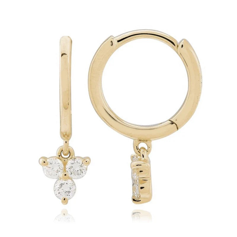 Diamond Cluster Hoop Earrings in Yellow Gold