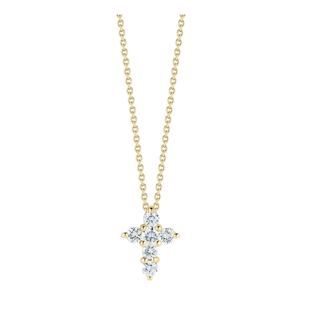 Tiny Treasures Gold Cross Pendant with Diamonds