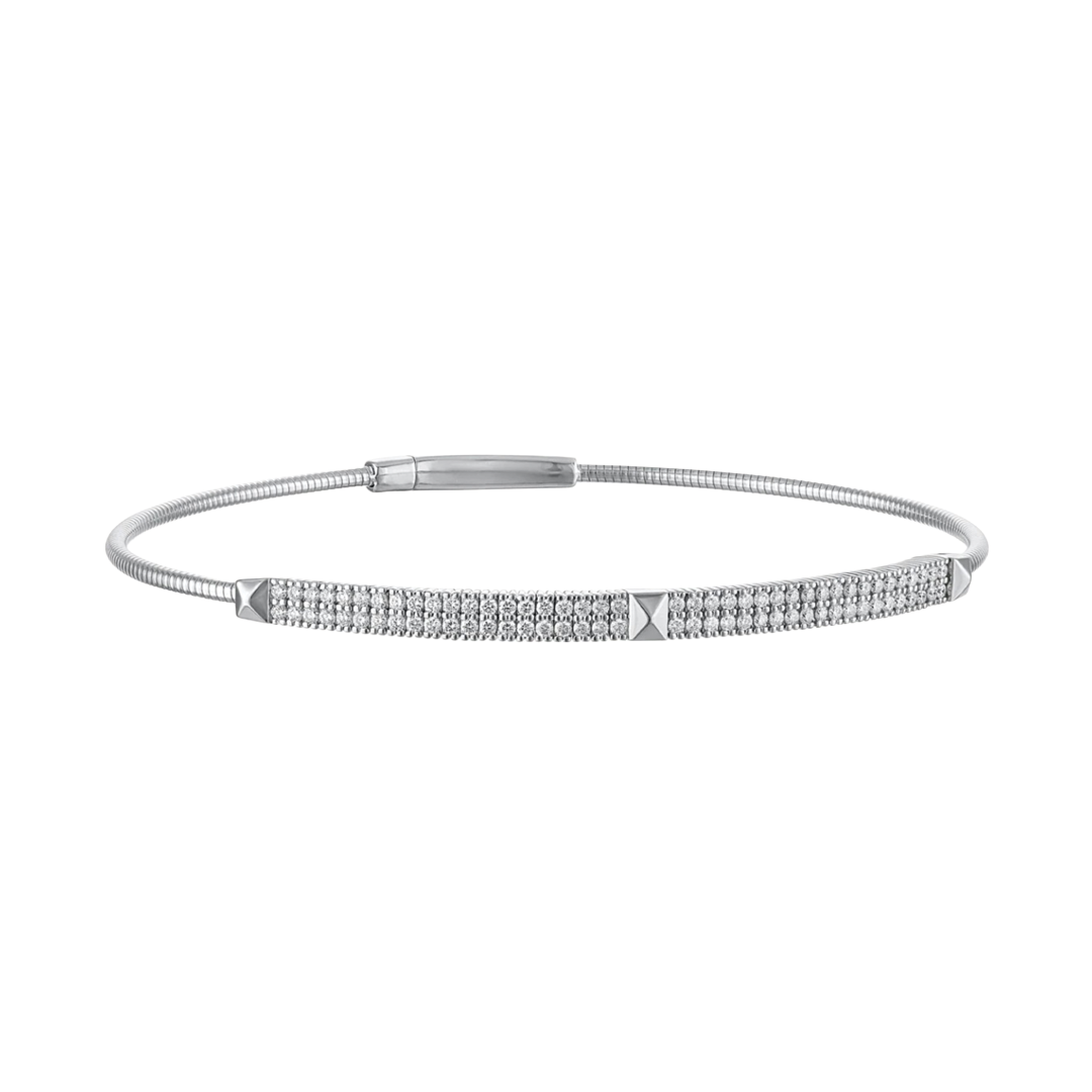 Flexible Double Row Diamond Bangle in White Gold