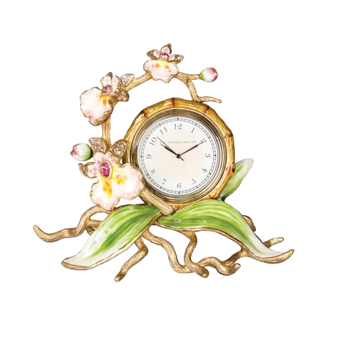 Jay Strongwater Tara Orchid Flora Clock