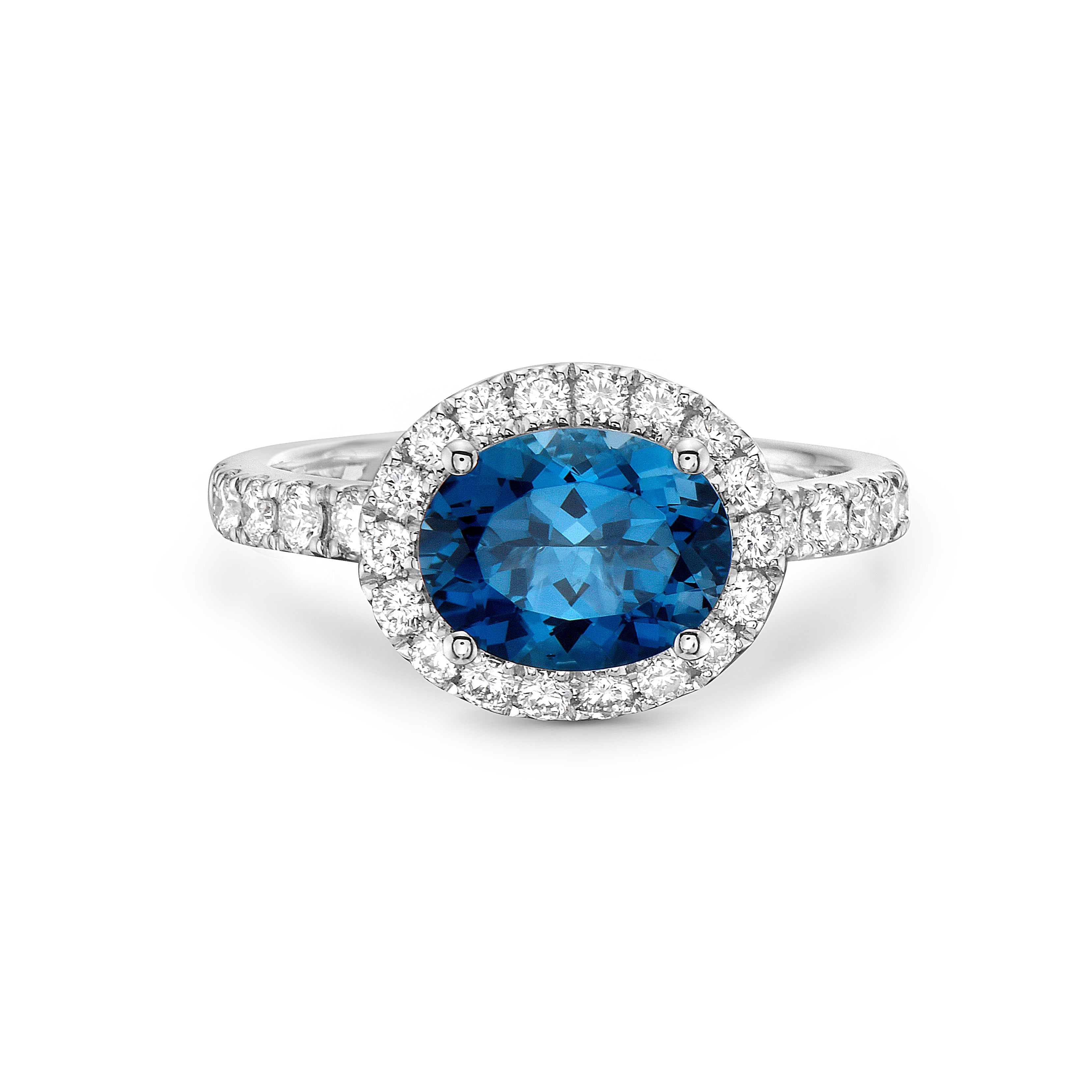 Oval London Blue Topaz Ring with Diamonds
