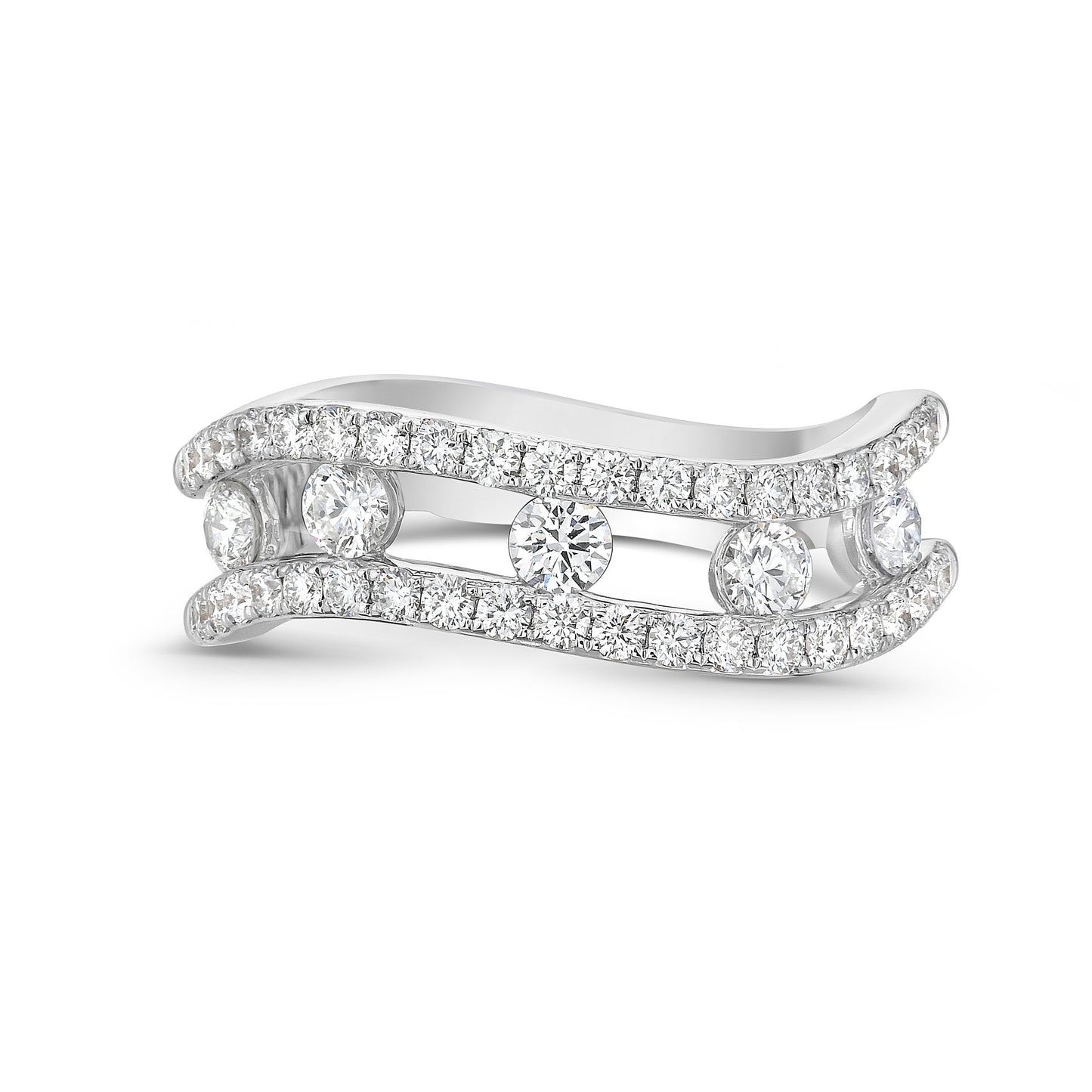 Floating Diamond Curved Ring