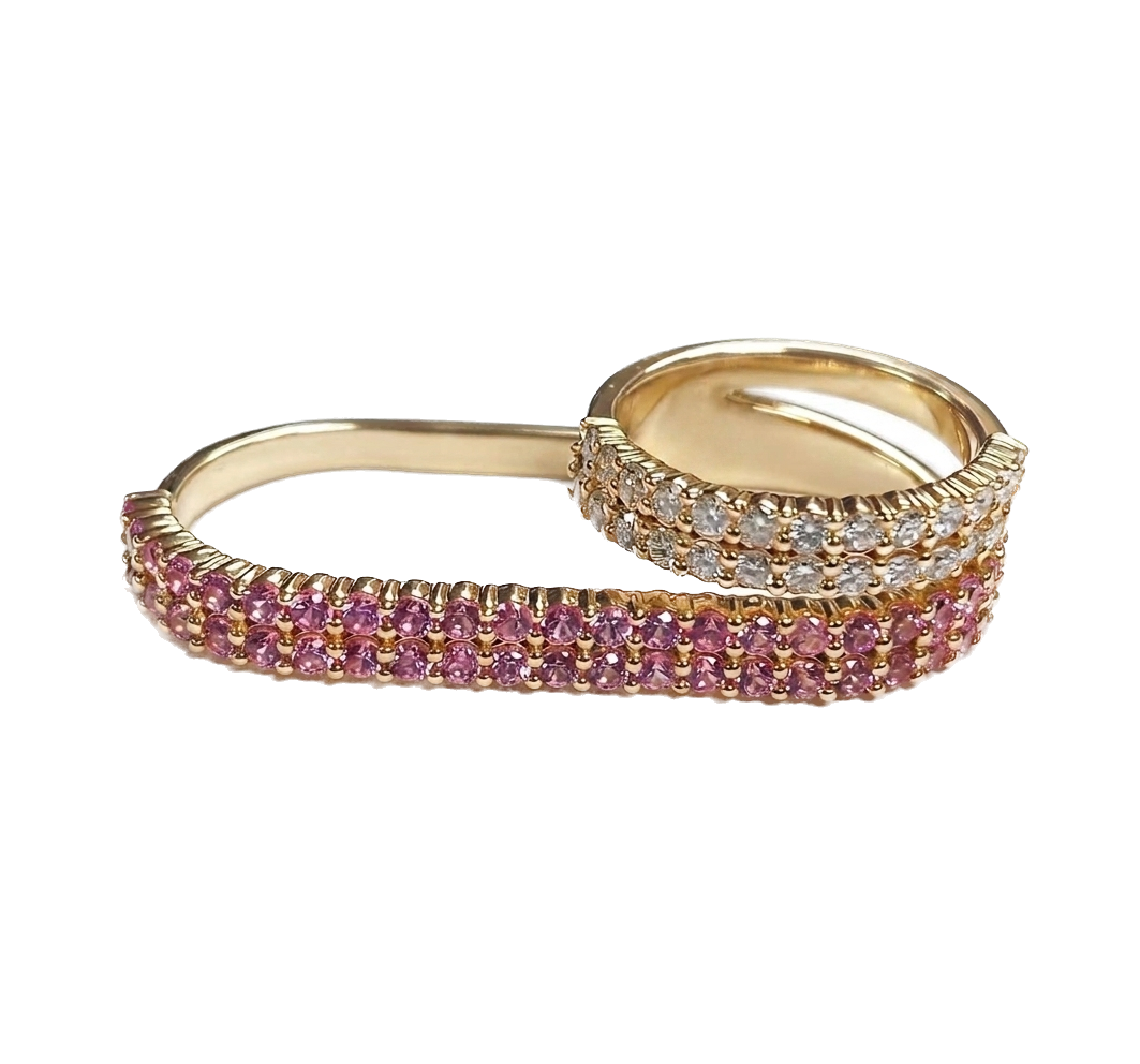 Two-Row Double Finger Ring