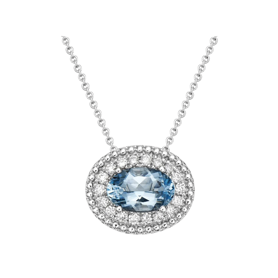 Aquamarine Pastel Pendant Necklace with Diamonds