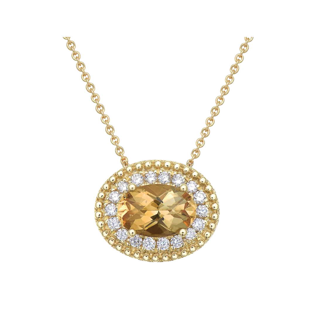 Citrine Pastel Pendant Necklace with Diamonds