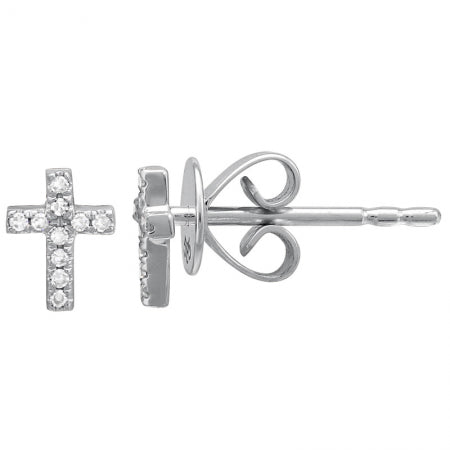 Cross Diamond Stud Earrings