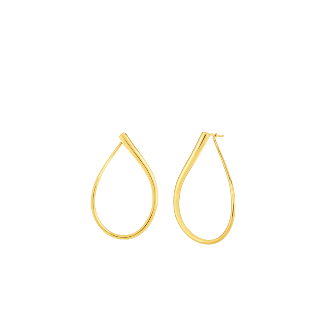 Large Gold Teardrop Hoop Earrings