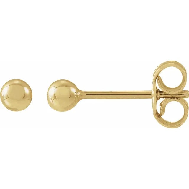 3mm Gold Ball Stud Earrings