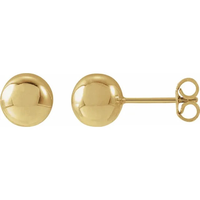 7mm Gold Ball Stud Earrings