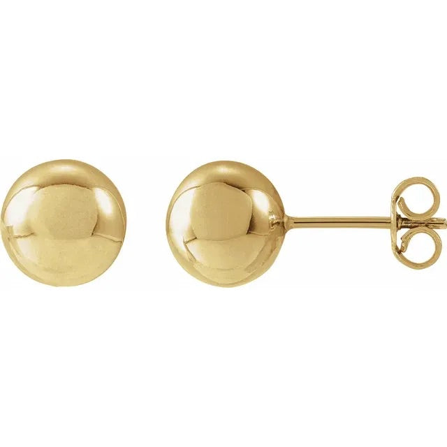 8mm Gold Ball Stud Earrings