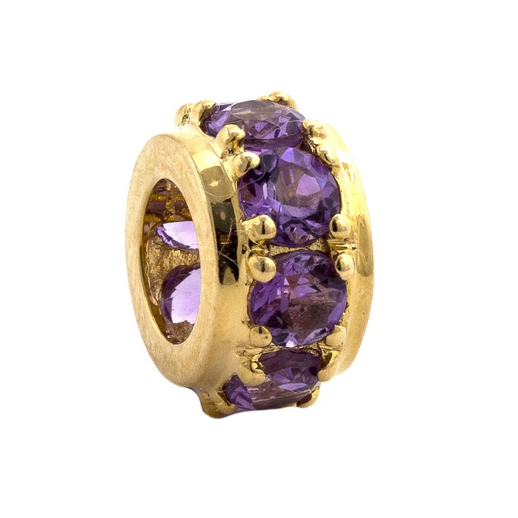 Birthstone Rondelle Pendant in Amethyst