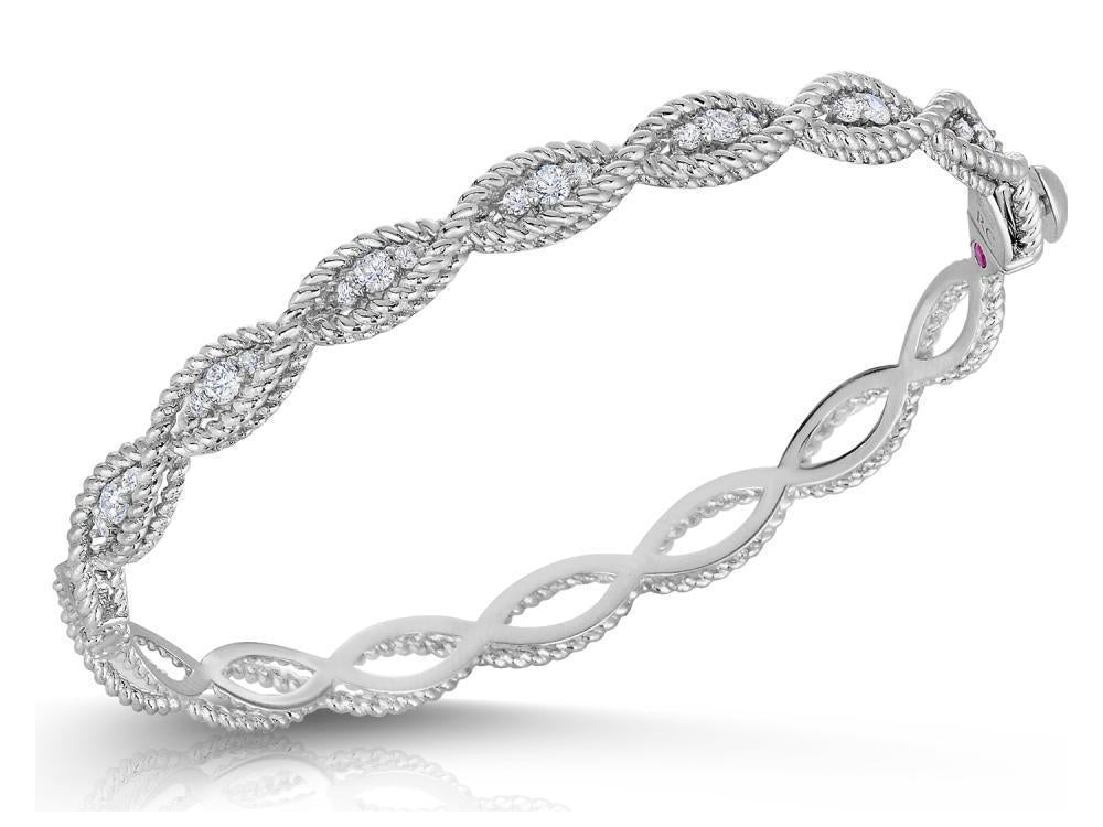 Barocco Diamond Braided Bangle in White Gold