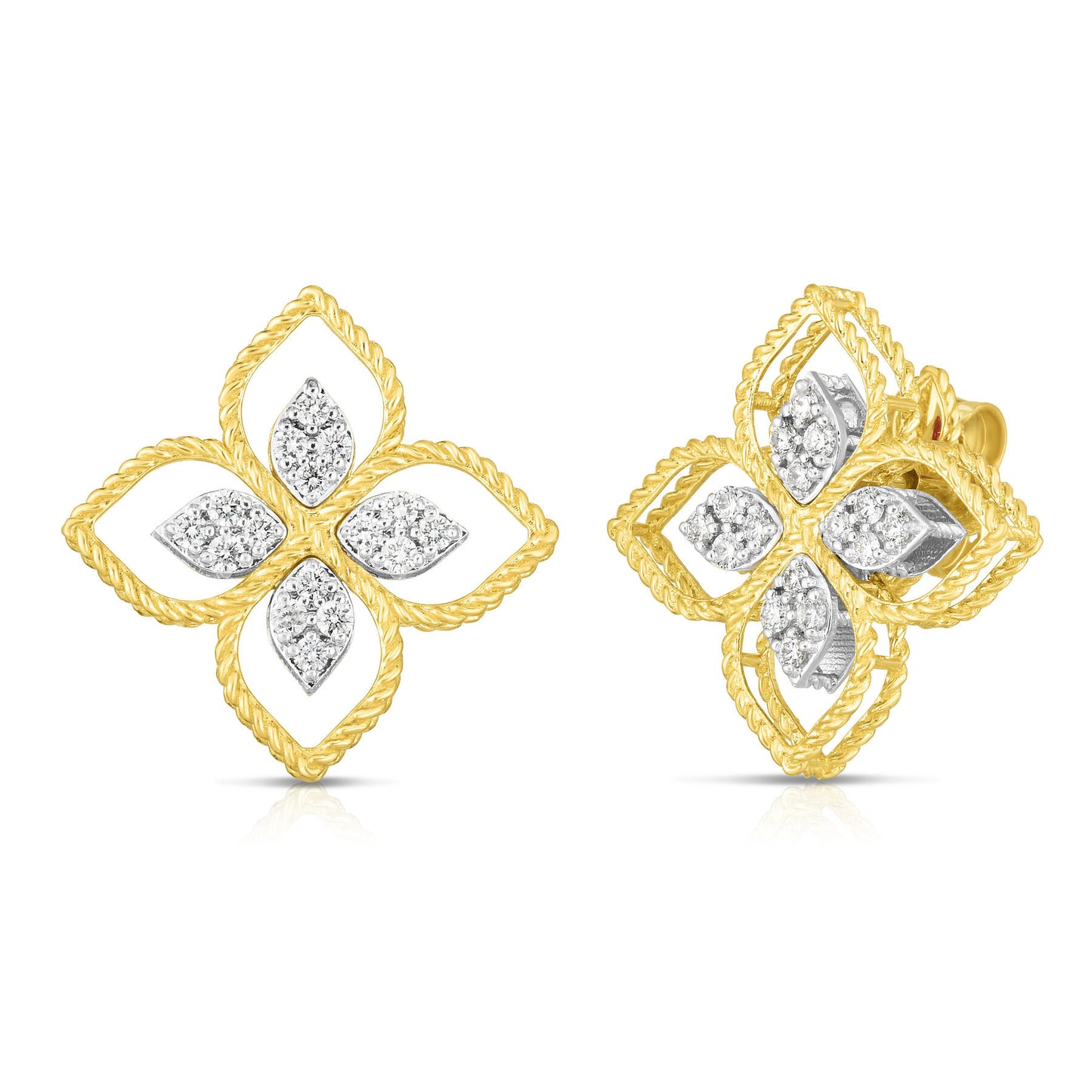 Principessa Large Flower Stud Earrings with Diamonds