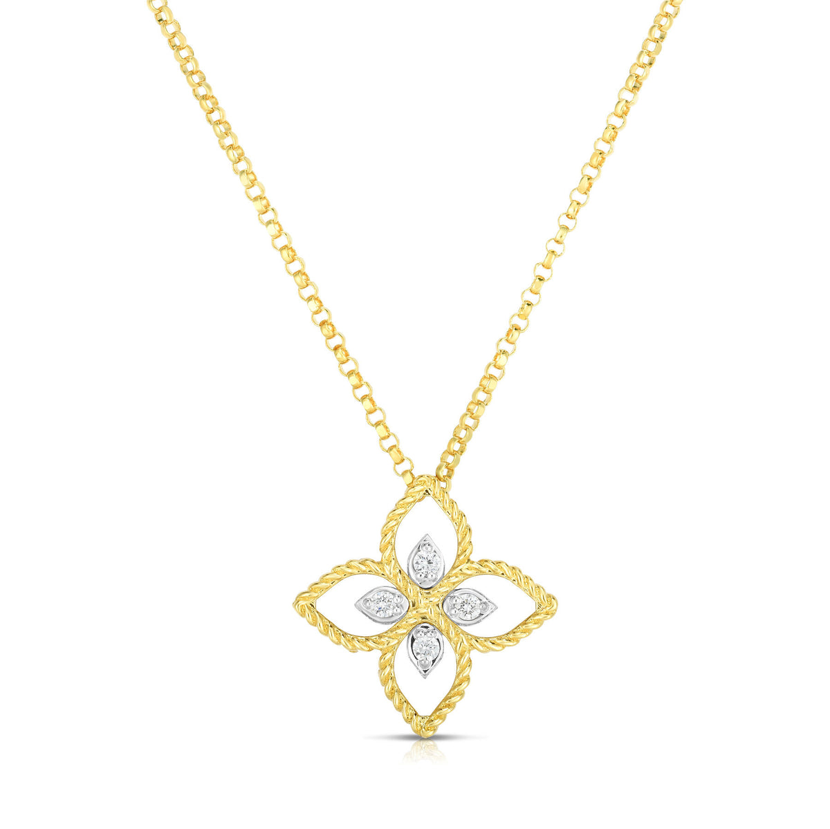 Principessa Small Flower Necklace with Diamonds