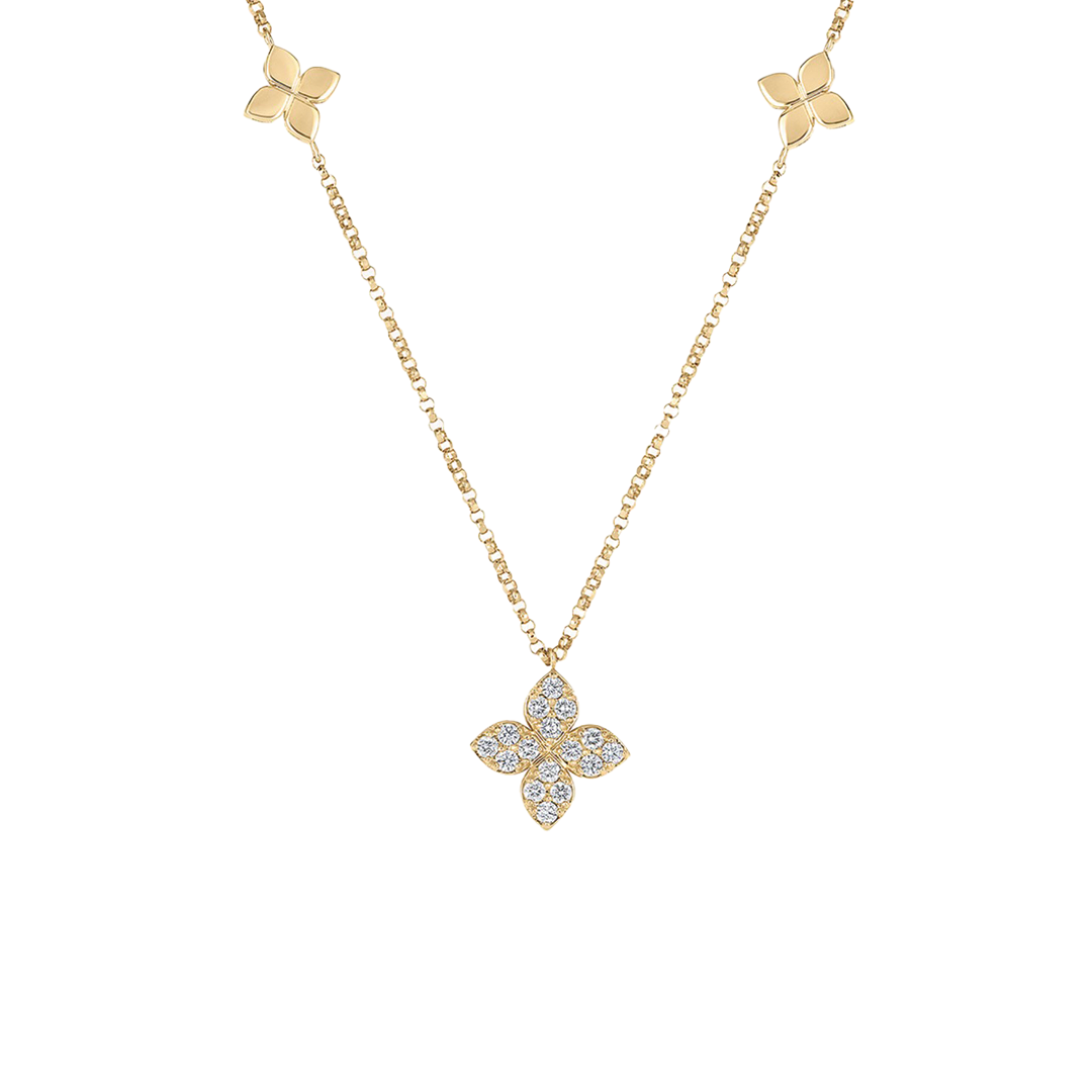 Love by the Inch Diamond And Polished Flower Necklace