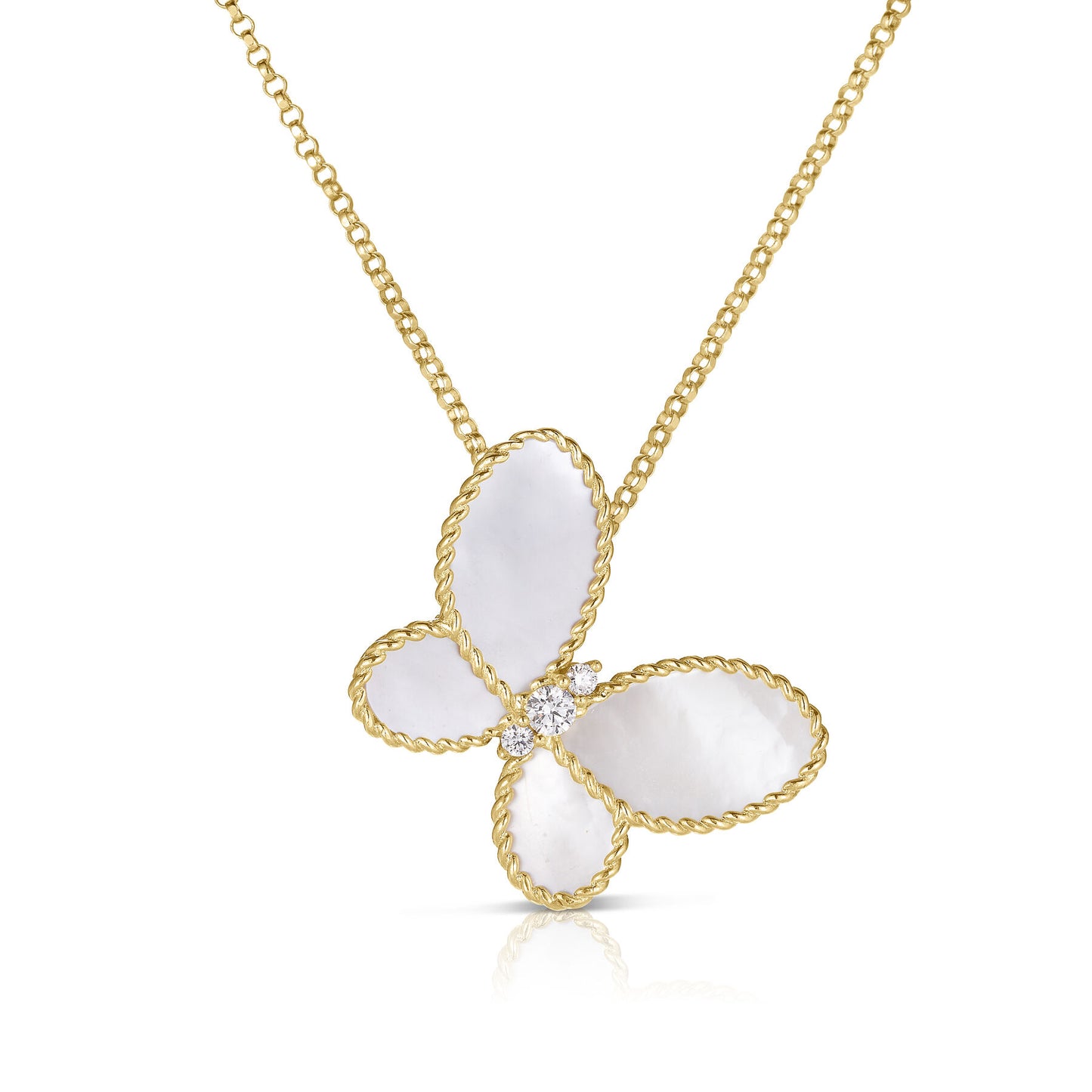 Mother of Pearl and Diamond Butterfly Necklace