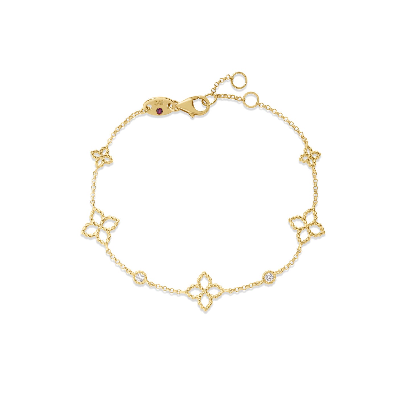 Principessa Alternating Flower and Diamond Station Bracelet