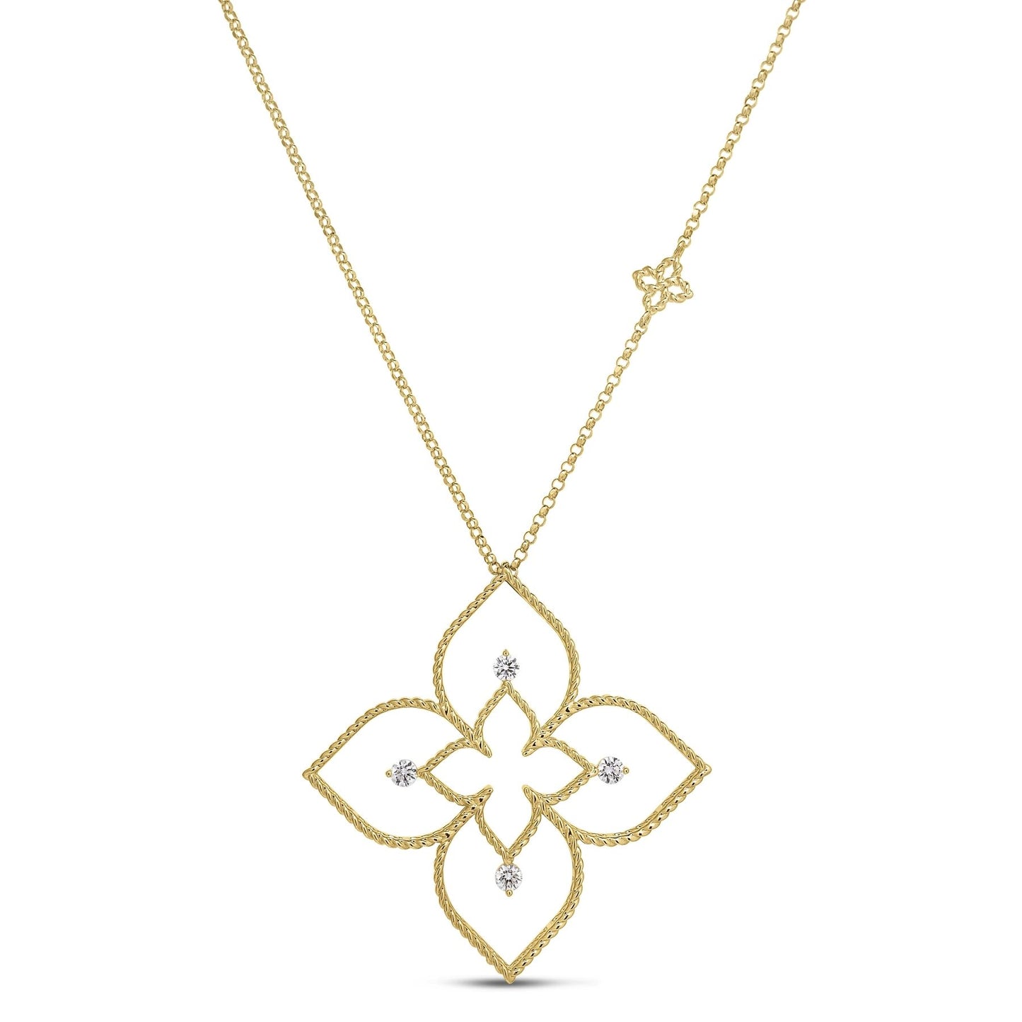 Principessa Large Open Flower Necklace with Diamonds