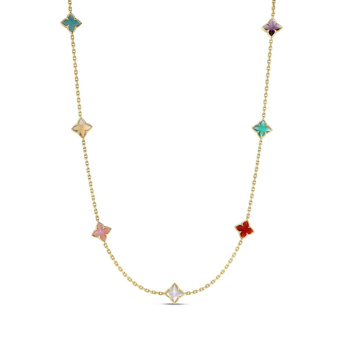 18" Venetian Princess Mixed Stone Flower Station Necklace