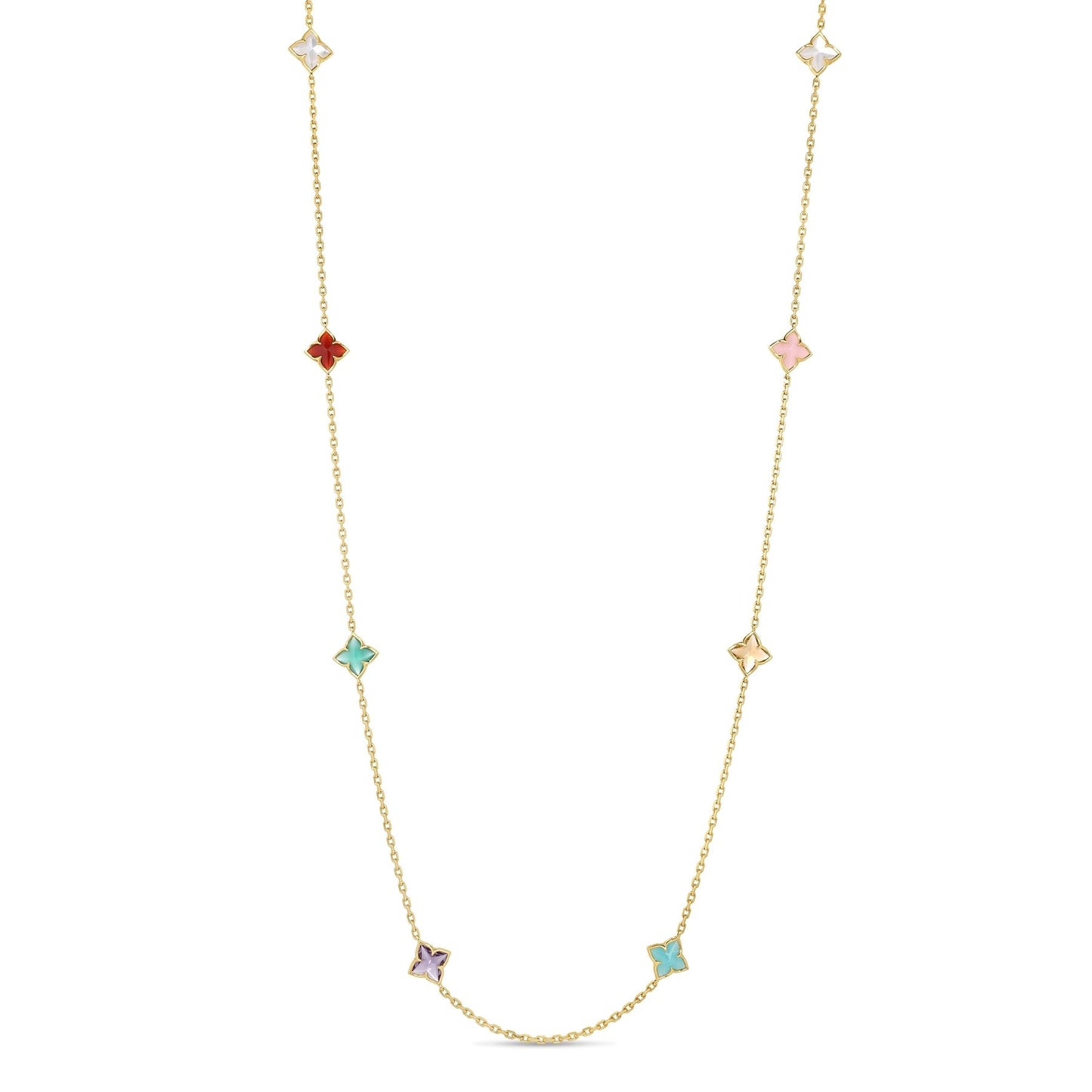 36" Venetian Mixed Stone Flower Station Necklace