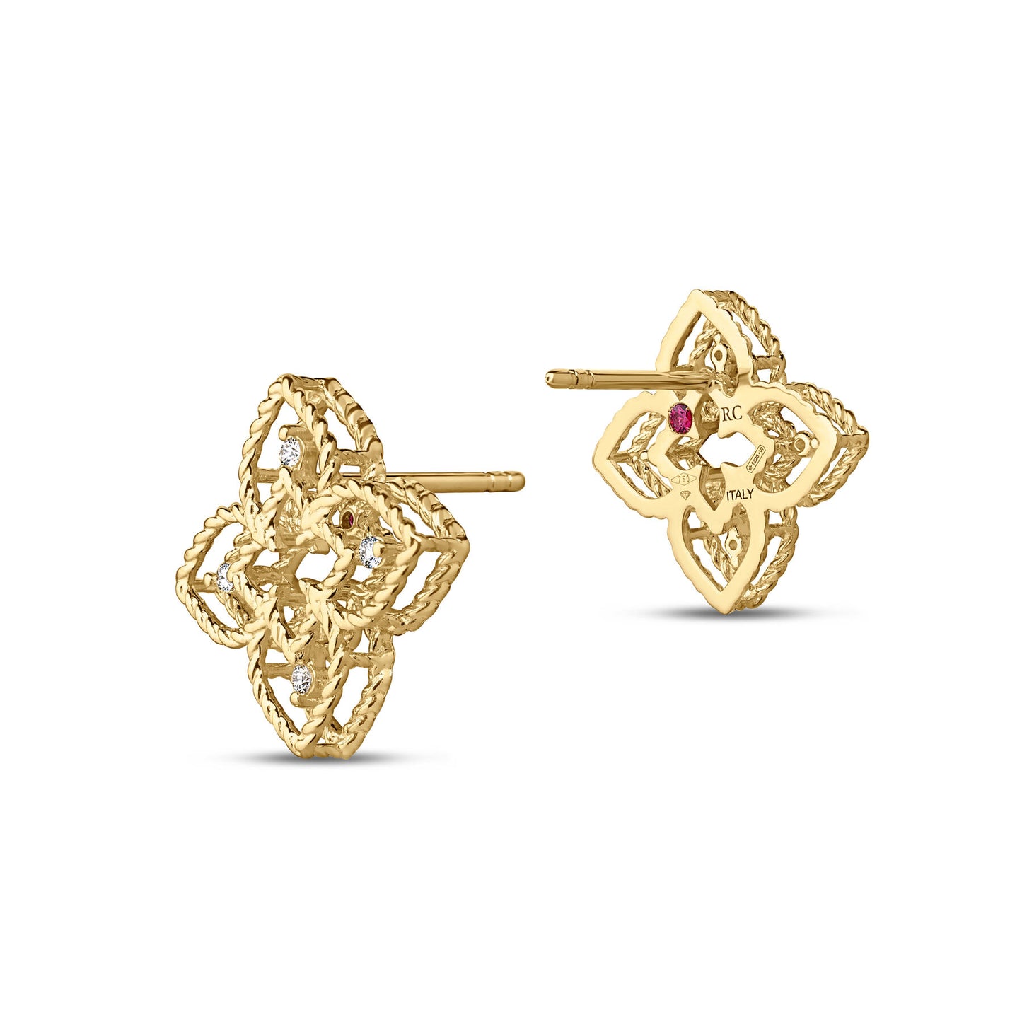 Principessa Petite Flower Stud Earrings with Diamonds