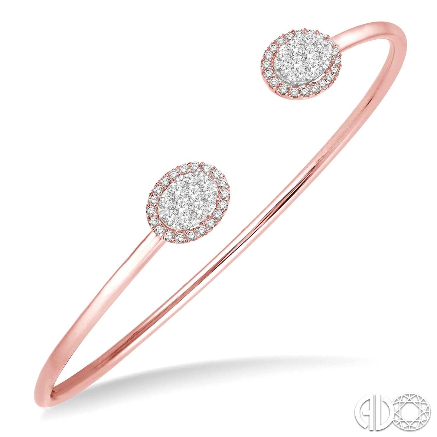 14k Rose Gold Open Cuff Bangle With Diamonds