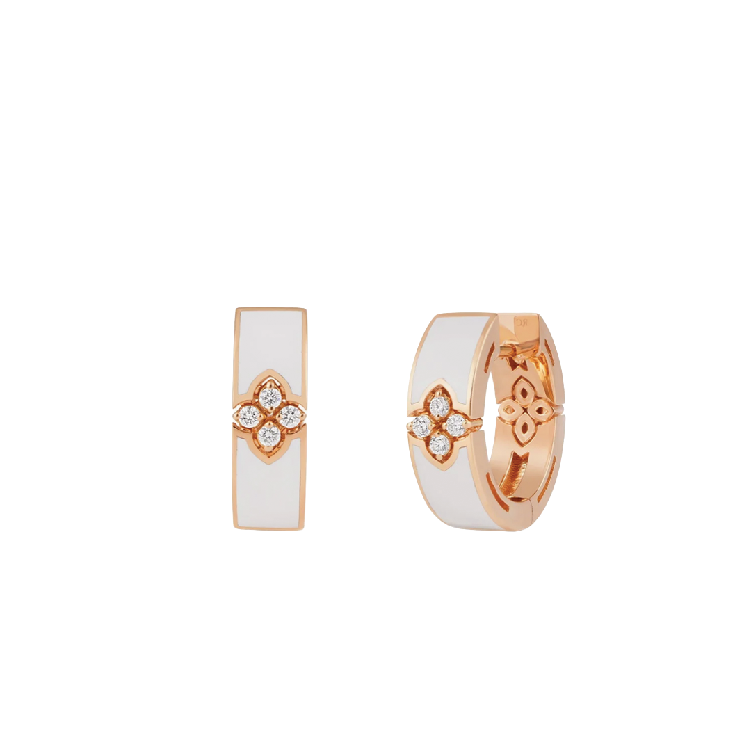 Love in Verona Diamond and White Enamel Earrings