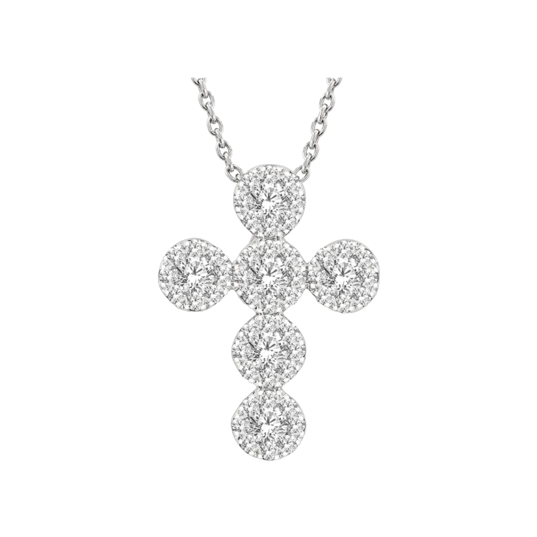 Diamond Cross With 6 Round Diamond Clusters