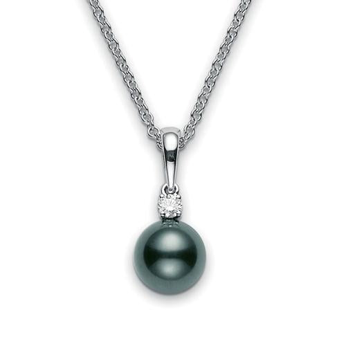 8mm Black South Sea Pearl And Diamond Pendant