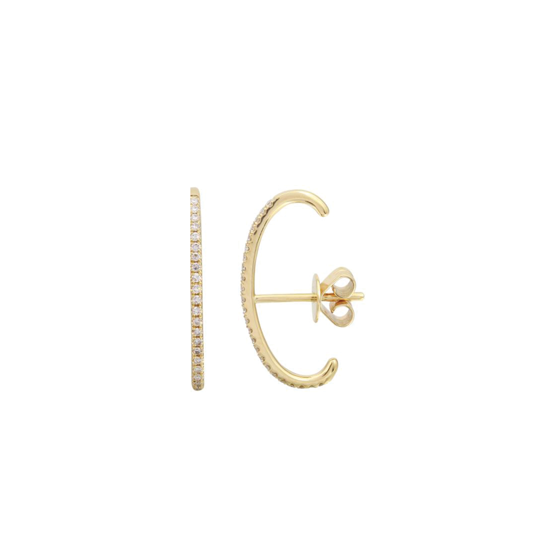 Diamond Suspender Cuff Single Stud Earring in Yellow Gold