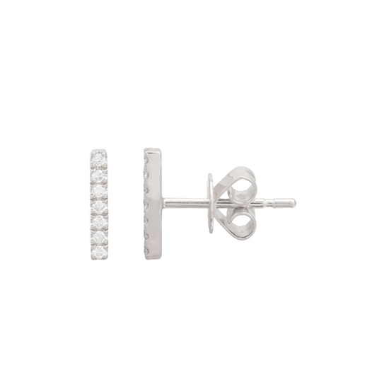 Diamond Bar Stud Earrings in 14K White Gold