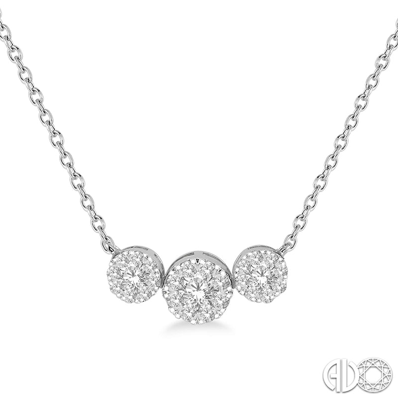 Diamond Cluster Necklace In White Gold