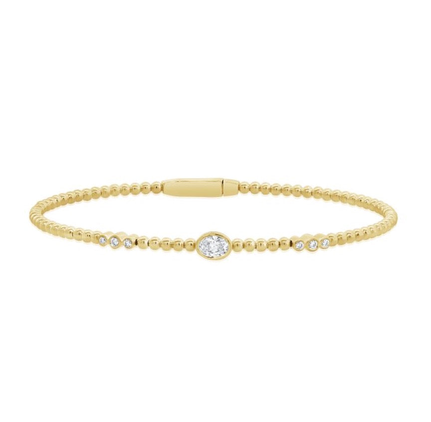 Gold Bead and Diamond Flex Bracelet