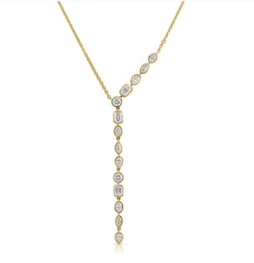 Mixed Shaped Diamond Lariat Necklace